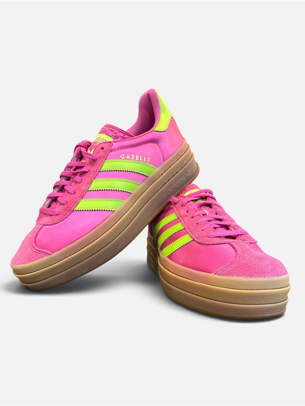 Adidas Gazelle Bold W Selufu/ Solar Slime/ Gold Metallic Size 8.5